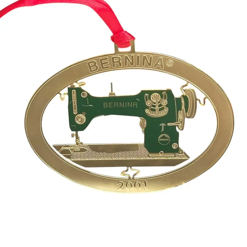Vintage 2001 Bernina Model 117 Sewing Machine Gold Metal Christmas Ornament